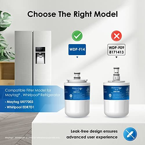 Waterdrop Plus Ukf7003 Refrigerator Water Filter, Replacement For Maytag Ukf7003, Ukf7002Axx, Whirlpool Edr7D1, Ukf7002, Ukf7001Axx, Ukf6001Axx, Ukf5001, Nsf 401&53 Certified