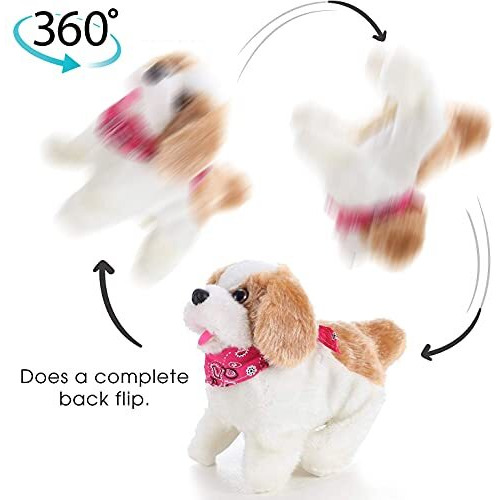 Liberty Imports Flip Over Puppy - Battery Operated Mechanical Jumping Little Pet Dog - Flipping Toy That Somersaults, Walks, Sits, Barks For Toddlers & Kids