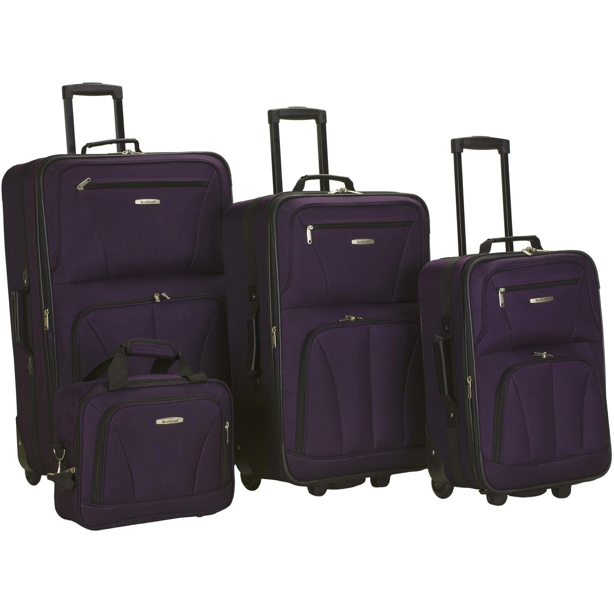 Rockland Journey Softside Upright Luggage Set, Expandable, Purple, 4-Piece (14192428)