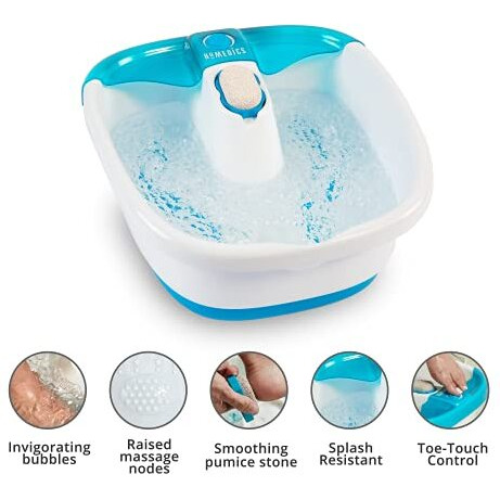 Homedics Bubble Mate Foot Spa, Toe Touch Controlled Foot Bath With Invigorating Bubbles And Splash Proof, Raised Massage Nodes And Removable Pumice Stone