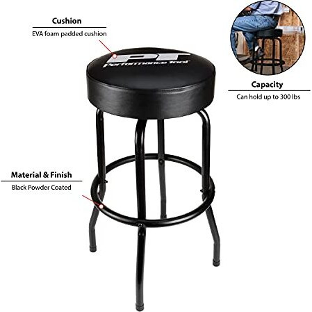 Performance Tool W85010 Swivel Seat Bar Stool For Mechanic Garages And Workshops, Black, 0.6X9.8X5.8 Inches