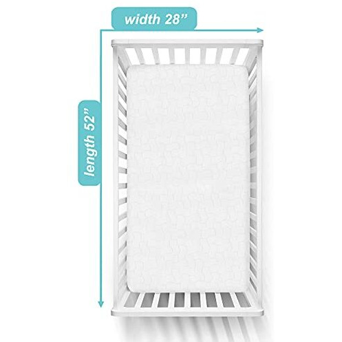 American Baby Company Waterproof   Fitted   Crib And Toddler   Mattress Protector, Quilted, And Noiseless   Crib & Toddler   Mattress Pad Cover, White, 52"&quotX28"&quotX9""