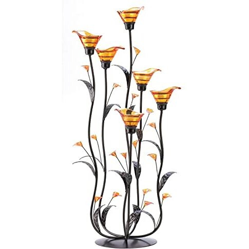 Accent Plus 12793 Amber Calla Lilly Candleholder, Multicolor