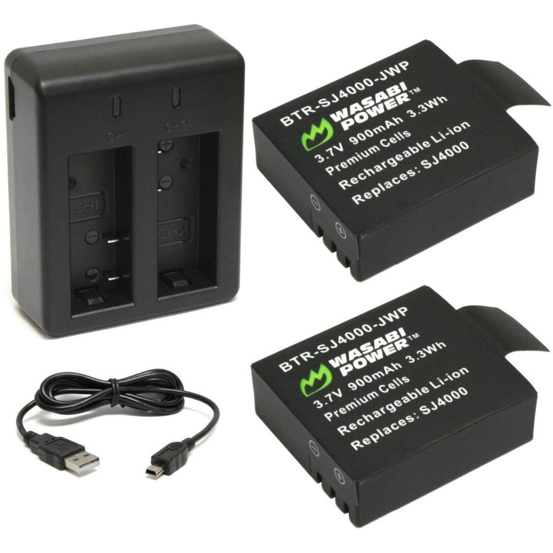 Wasabi Power Battery (2-Pack) And Dual Charger For 1080P And 4K Action Cameras (Compatible With Akaso, Aokon, Campark, Dmyco, Heihei, Soocoo, Vemico, Sjcam M10, Sj4000, Sj5000 And More)