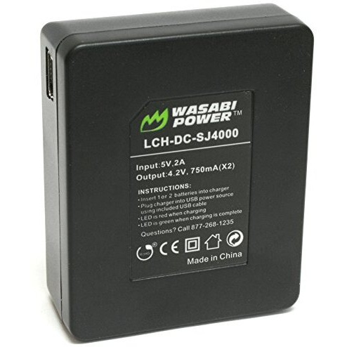 Wasabi Power Battery (2-Pack) And Dual Charger For 1080P And 4K Action Cameras (Compatible With Akaso, Aokon, Campark, Dmyco, Heihei, Soocoo, Vemico, Sjcam M10, Sj4000, Sj5000 And More)