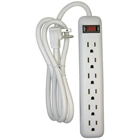 Prime Wire & Cable Pb801115 6-Outlet Power Strip With 14-3 Sjt 8-Feet Cord,White