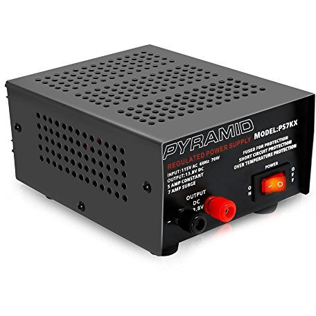 Universal Compact Bench Power Supply - 5 Amp Linear Regulated Home Lab Benchtop Ac-To-Dc 12V Converter W/ 13.8 Volt Dc 115V Ac 70 Watt Power Input, Screw Type Terminals, Cooling Fan - Pyramid Ps7Kx