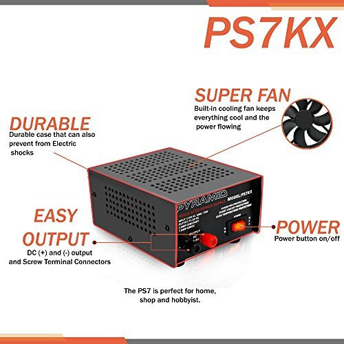 Universal Compact Bench Power Supply - 5 Amp Linear Regulated Home Lab Benchtop Ac-To-Dc 12V Converter W/ 13.8 Volt Dc 115V Ac 70 Watt Power Input, Screw Type Terminals, Cooling Fan - Pyramid Ps7Kx