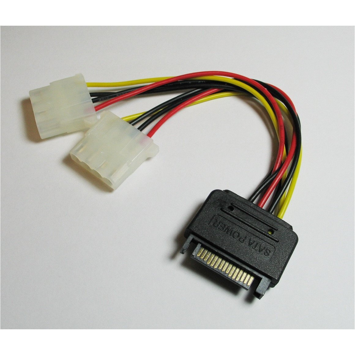 Koolertek 6"" Sata 15-Pin Male To Dual 4-Pin Molex Female Y Splitter Adapter Cable