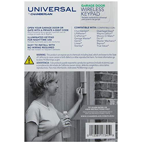 Chamberlain Clicker Keyless Entry Klik2U-P2, Works With Chamberlain, Liftmaster, Craftsman, Genie And More, Security +2.0 Compatible Garage Door Opener Keypad, White