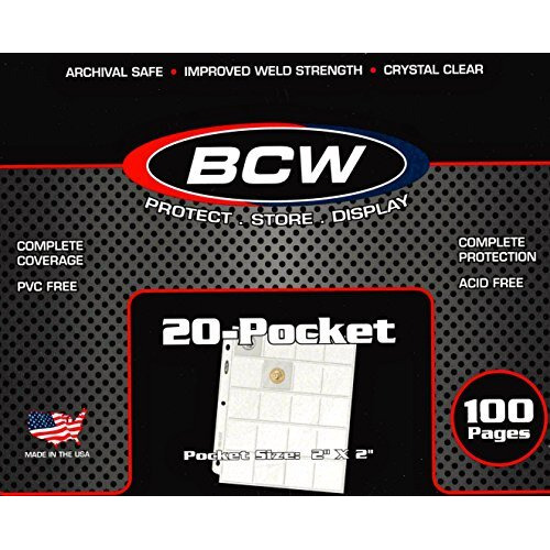100 Bcw Polypropylene 20 Pocket Coin Pages For 2"" X 2"&quotS