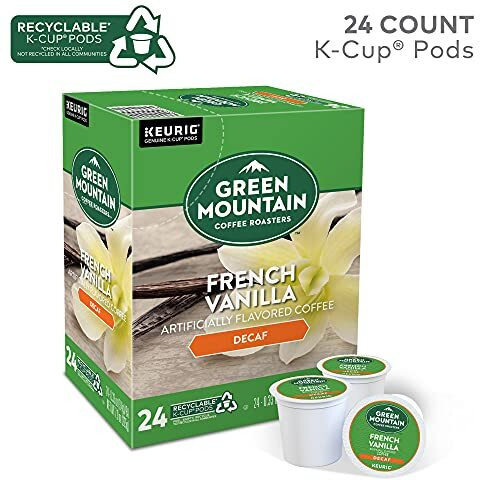 Green Mountain Coffee Roasters French Vanilla Decaf, Single-Serve Keurig K-Cup Pods, Flavored Light Roast Coffee, 24 Count
