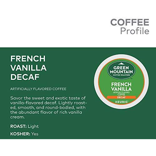 Green Mountain Coffee Roasters French Vanilla Decaf, Single-Serve Keurig K-Cup Pods, Flavored Light Roast Coffee, 24 Count