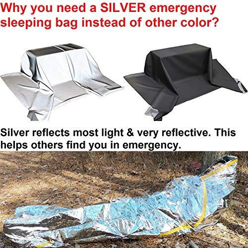 Emergency Sleeping Bag Survival Bag 2 Pack | Survival Sleeping Bag Emergency Sleeping Bags Emergency Bivy Sack | Portable Emergency Blanket Survival Gear Emergency Bivvy Thermal Sleeping Bag Camping