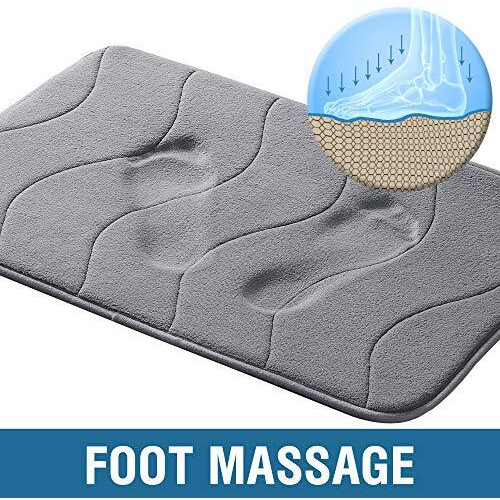 Memory Foam Bath Mat For Bathroom Non Slip Bath Rug Velvet Thick Soft And Comfortable Water Absorbent Machine Washable Easier To Dry Floor Rug Mats Waved Pattern, 24X17 Inches, Grey