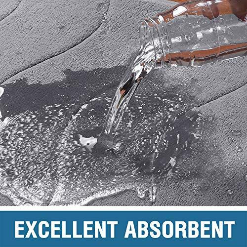 Memory Foam Bath Mat For Bathroom Non Slip Bath Rug Velvet Thick Soft And Comfortable Water Absorbent Machine Washable Easier To Dry Floor Rug Mats Waved Pattern, 24X17 Inches, Grey
