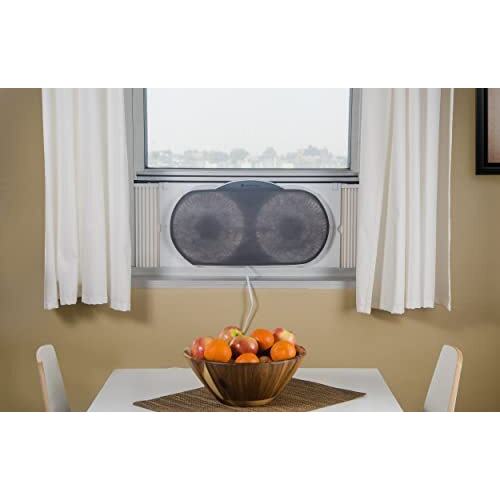 Comfort Zone Cz310R 9"" 3-Speed, 3-Function, Expandable, Reversible Twin Window Fan With Remote Control, Removable Cover