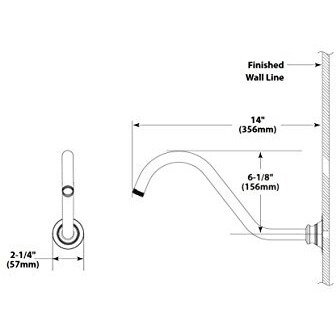 Moen S113Bn Waterhill 14-Inch Replacement Extension Curved Shower Arm, Brushed Nickel