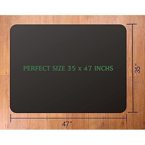 Office Rolling Chair Mat For Hardwood And Tile Floor, Black, Anti-Slip, Non-Curve, Chair Mat Best For Under The Computer Desk , 47 X 35 Rectangular Non-Toxic Plastic Protector, Not For Carpet