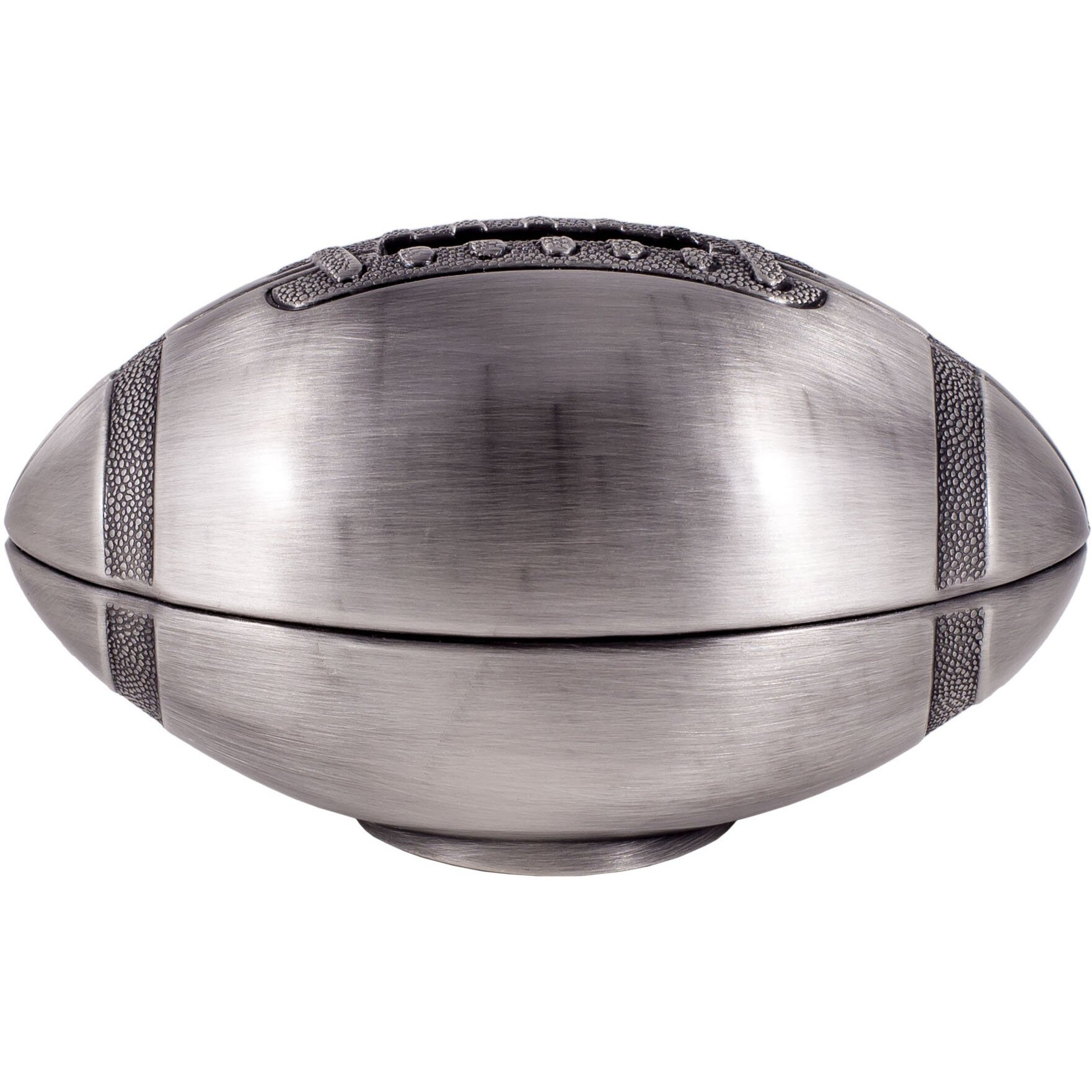 Creative Gifts International Pewter Football Bank For Kids, Newborn Gift, Polished Silver Finish, 4.25    X 2.5"", Brushed Non-Tarnish Nickel Plated Finish, Matte Finish, Gift Box Included