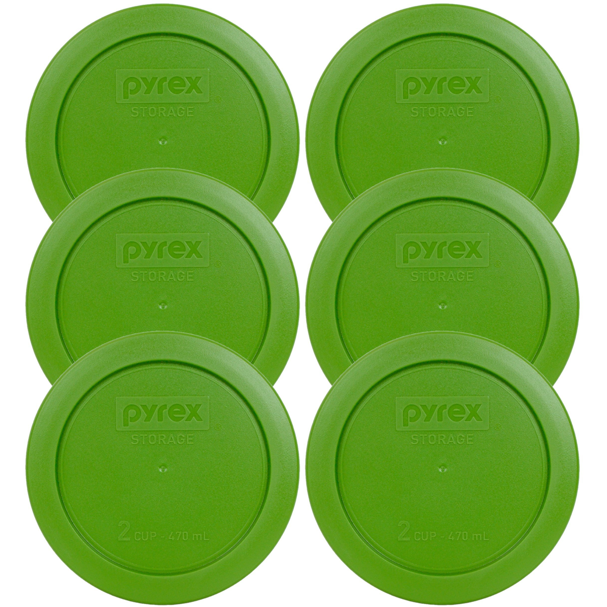 Pyrex Bundle - 6 Items 7200-Pc 2-Cup Lawn Green Plastic Food Storage Lids