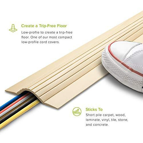 Ut Wire 5-Feet Cable Blanket High Capacity Low Profile Cord Cover And Protector, Beige