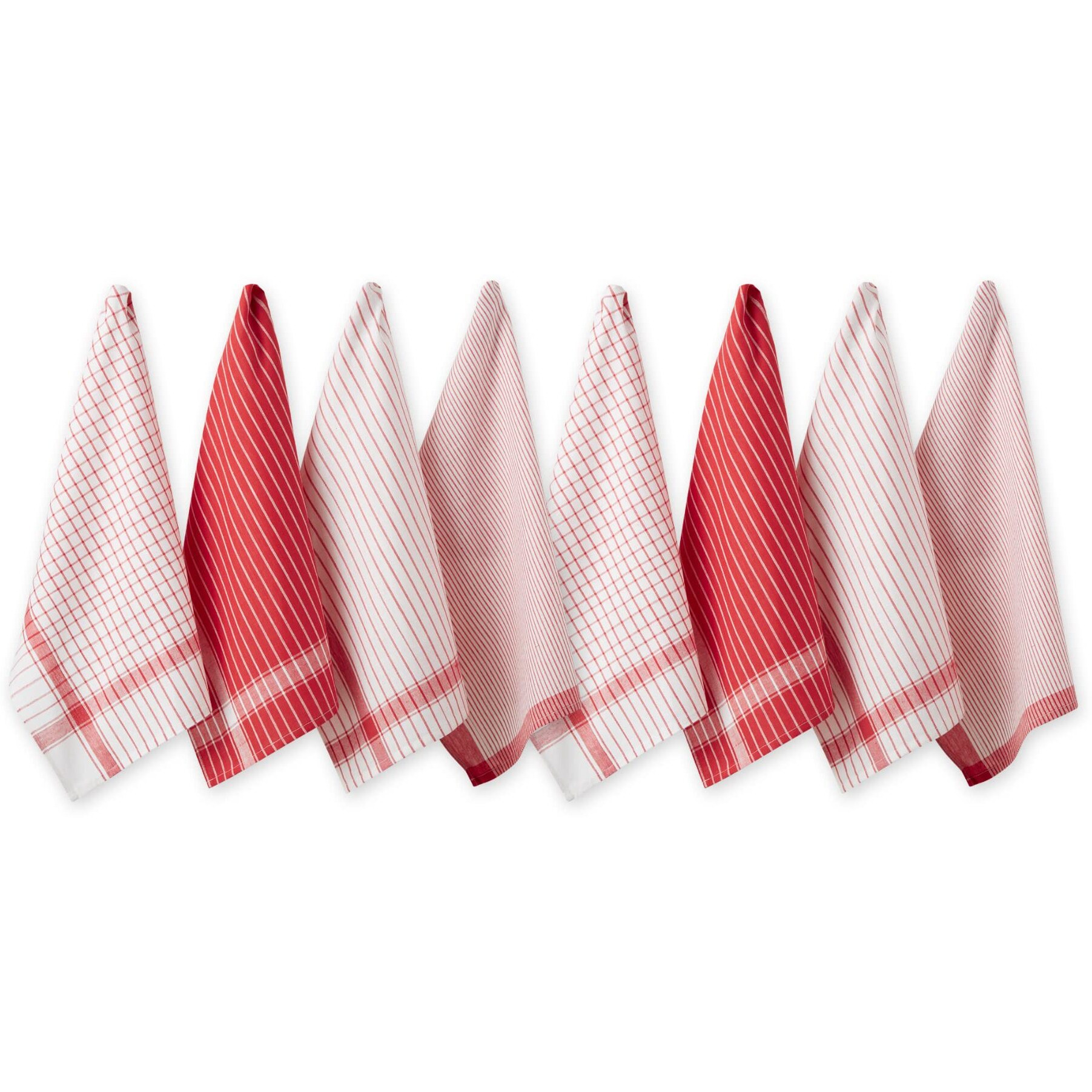 Dii Everyday Basic Collection Woven Dishtowel Set, 20X28, Red, 8 Piece