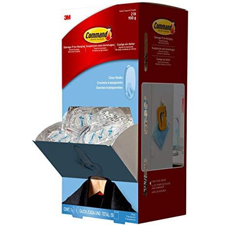 3M Command Clear Hooks And Strips, Plastic, Medium, 50 Hooks With Adhesive Strips Per Carton (Mmm17091Clrcabp)
