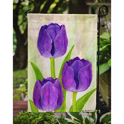 Caroline's Treasures Bmbo1033Gf Purple Tulips By Maureen Bonfield Garden Flag Mailbox Flag Decorative Yard Flag Banner Outside Patio Artwork Yard Flower Beds, Garden Size, Multicolor