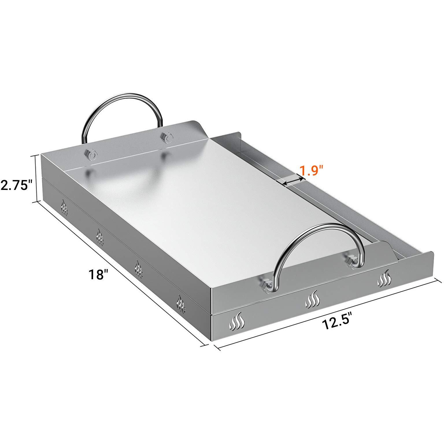 Onlyfire Universal Stainless Steel Griddle For Most Bbq Grills With Removable Handles, 18 ""  12.5 ""