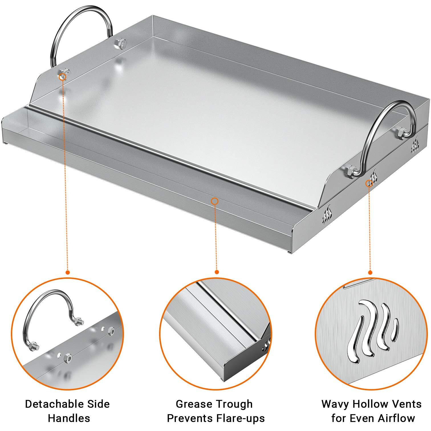 Onlyfire Universal Stainless Steel Griddle For Most Bbq Grills With Removable Handles, 18 ""  12.5 ""