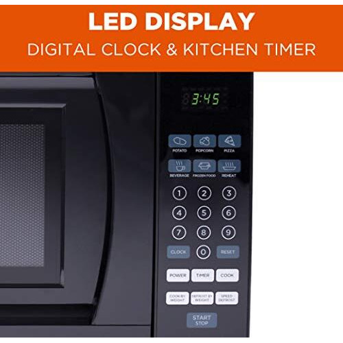 Commercial Chef 0.7 Cubic Foot Microwave With 10 Power Levels, Small Microwave With Pull Handle, 700W Countertop Microwave Up To 99 Minute Timer And Digital Display, Black