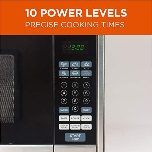 Commercial Chef Countertop Microwave, 11 Cubic Feet, Black With Stainless Steel Trim