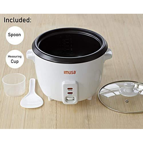 Imusa Usa Gau-00011 Electric Nonstick Rice Cooker 3-Cup (Uncooked) 6-Cup (Cooked), White