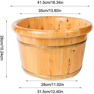 Solid Cedar Wood Foot Basin Tub Bucket For Foot Bath, Massage, Spa, Sauna, Soak, 16""