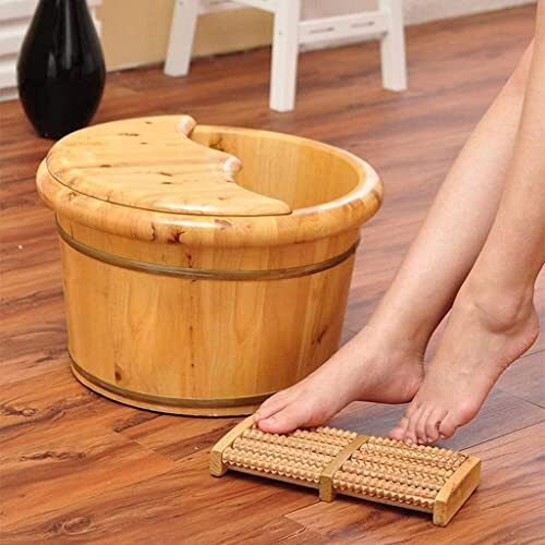 Solid Cedar Wood Foot Basin Tub Bucket For Foot Bath, Massage, Spa, Sauna, Soak, 16""