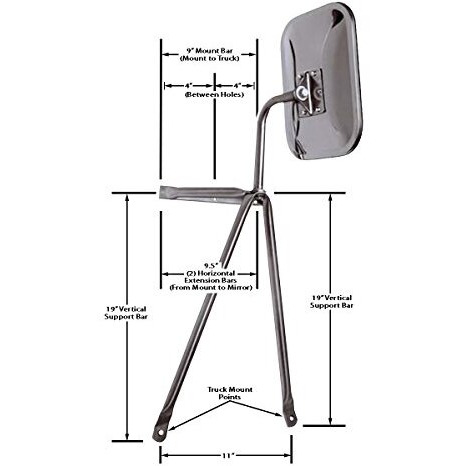 Cipa 45000, Universal Truck & Camper-Large, Low Mount Stainless