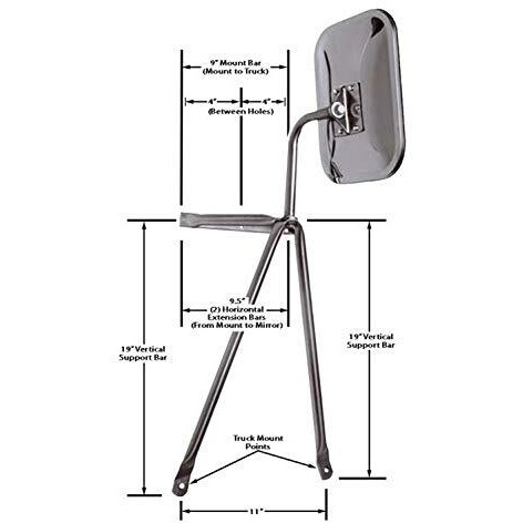 Cipa 45000, Universal Truck & Camper-Large, Low Mount Stainless