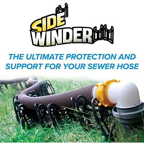Camco 20 Ft (43051) Sidewinder Rv Sewer Hose Support, Made From Sturdy Lightweight Plastic, Wont Creep Closed, Holds Hoses In Place - No Need For Straps