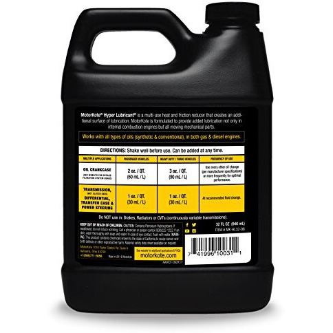 Motorkote Mk-Hl32-06 Heavy Duty Hyper Lubricant Engine Treatment, 32-Ounce, Single, Black