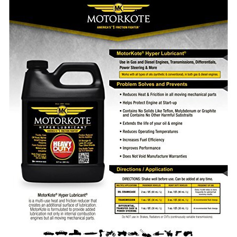 Motorkote Mk-Hl32-06 Heavy Duty Hyper Lubricant Engine Treatment, 32-Ounce, Single, Black
