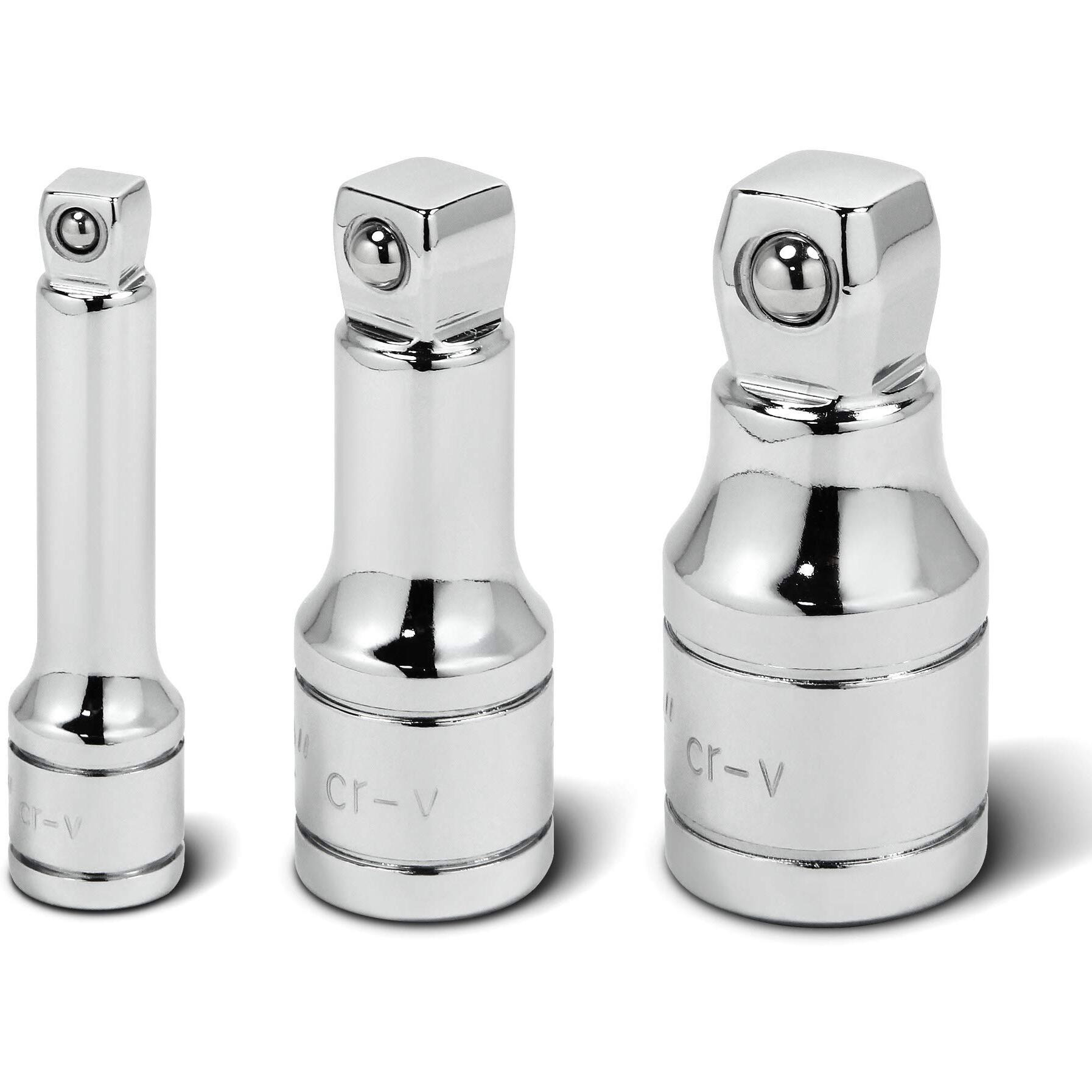 Powerbuilt 1/2-Inch Drive Wobble Extension Set, 3 Piece, 1/4-Inch, 3/8-Inch, 1/2-Inch, Up To 25 Degree - 640849