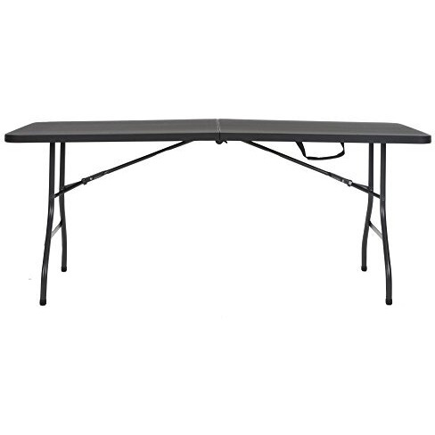 Coscoproducts Deluxe 6 Foot X 30 Inch Fold-In-Half Blow Molded Folding Table, Black