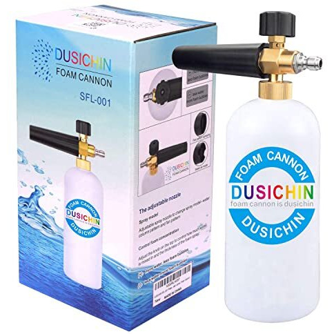 Dusichin Sfl-001 Foam Cannon Snow Foam Lance Pressure Washer Jet Wash Quick Release Adjustable Nozzle 1/4 Inch Male Fitting Foam Dispenser