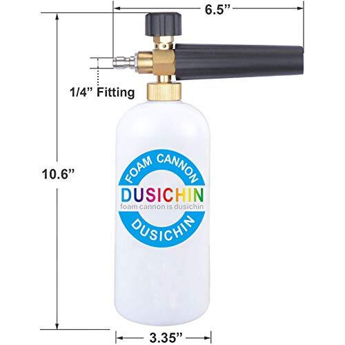 Dusichin Sfl-001 Foam Cannon Snow Foam Lance Pressure Washer Jet Wash Quick Release Adjustable Nozzle 1/4 Inch Male Fitting Foam Dispenser