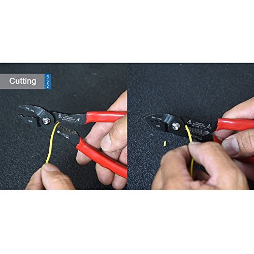Neiko 02037A Compact Wire Stripper | 4-In-1 Multi Purpose Electricians Pliers | Wire Crimper, Cutter And Gripper | 12-20 Awg Wire Service Tool | Crimps Insulated & Non-Insulated | Electrical Stripping