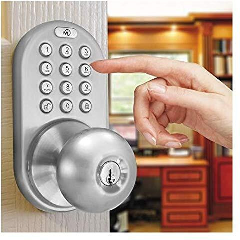 Milocks Tkk-02Sn Tkk-Sn Digital Door Knob Handle Lock With Electronic Keypad - Keyless Entry Smart Door Lock With Adjustable Latch Locks, Audible Tones For Interior Front Doors & More, Satin Nickel