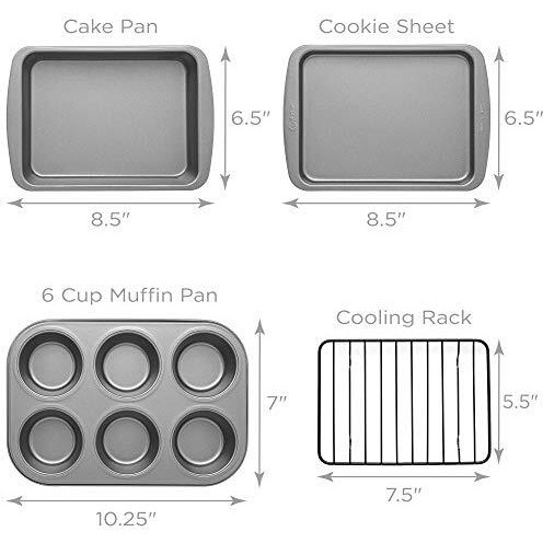 Ecolution Toaster Oven Bakeware 4Piece Set Nonstick Heavy Duty Carbon Steel, 4-Piece, Gray