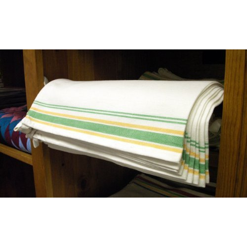 Aunt Marthas 18-Inch By 28-Inch Package Of 3 Vintage Dish Towels, Green Striped