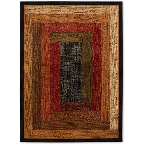 Home Dynamix Royalty Vega Contemporary Geometric Area Rug, Blackbrown, 52X72